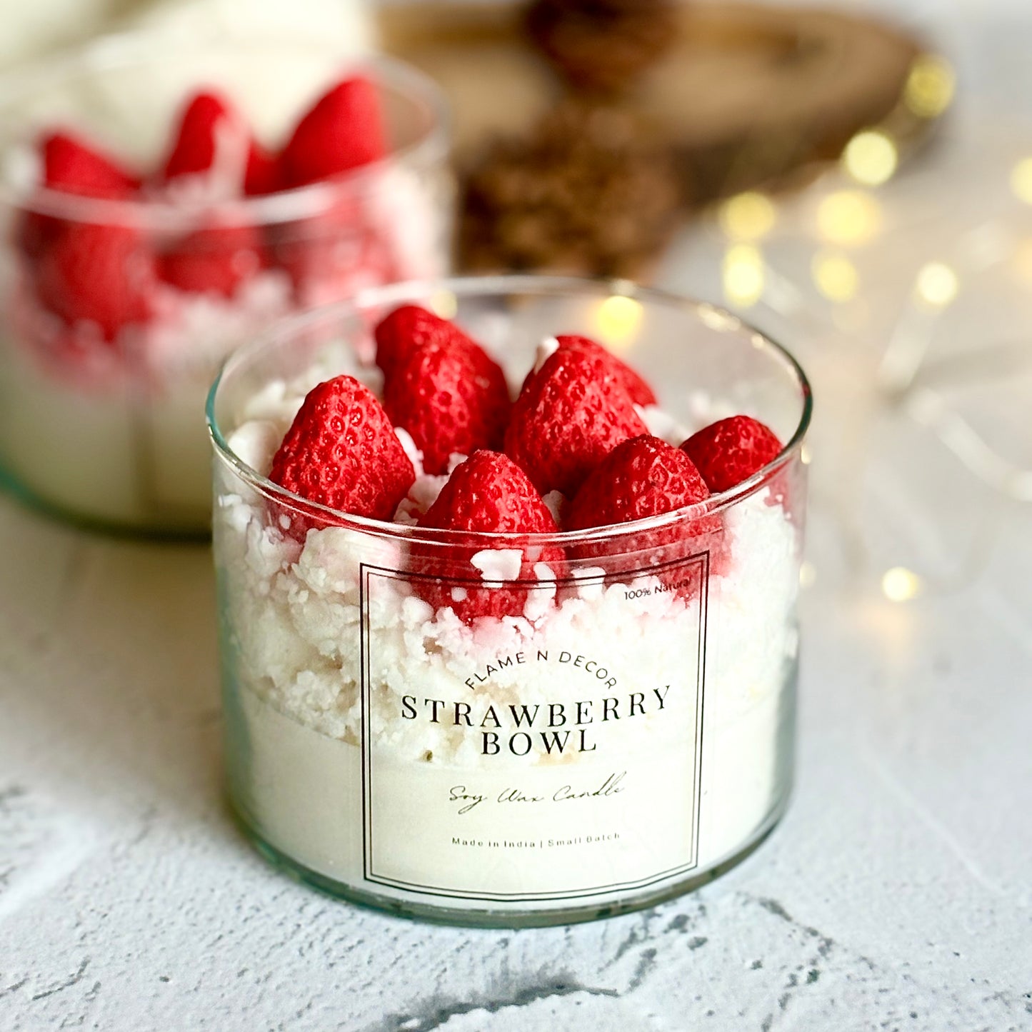 Strawberry Bowl Soy Scented Candle | Desert Candle