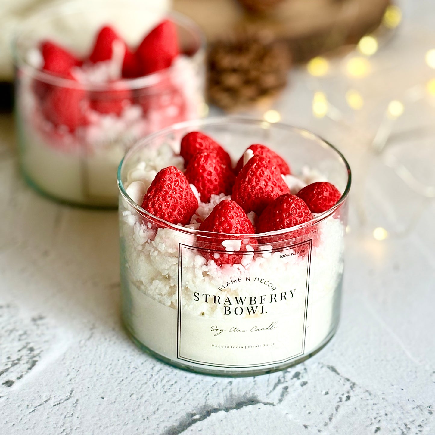 Strawberry Bowl Soy Scented Candle | Desert Candle