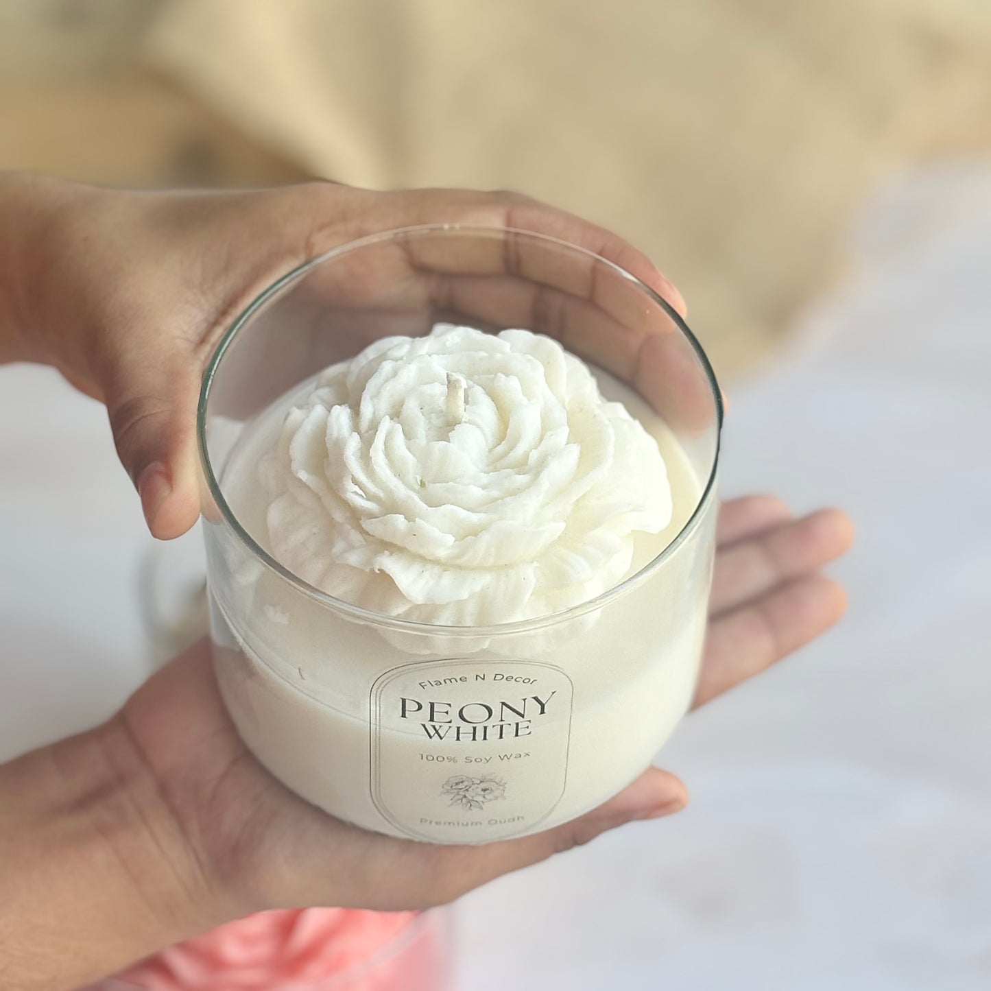 White Peony Soy Scented Candle | Premium Oudh