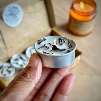 Hibiscus Infused Soy Wax Tealight Candles – Unscented
