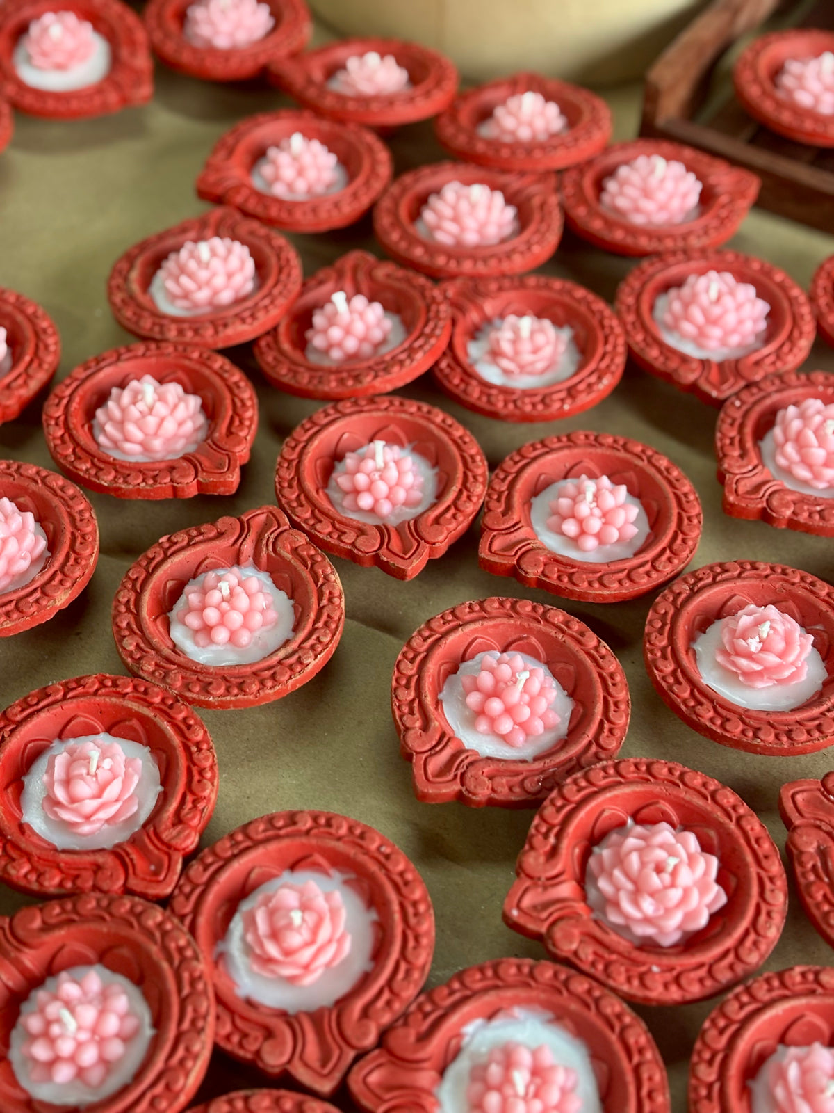 Floral Earthen Diya Scented Candles – Set of 5