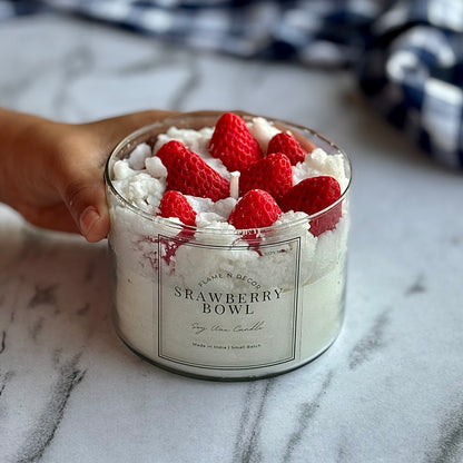 Strawberry Bowl Soy Scented Candle | Desert Candle