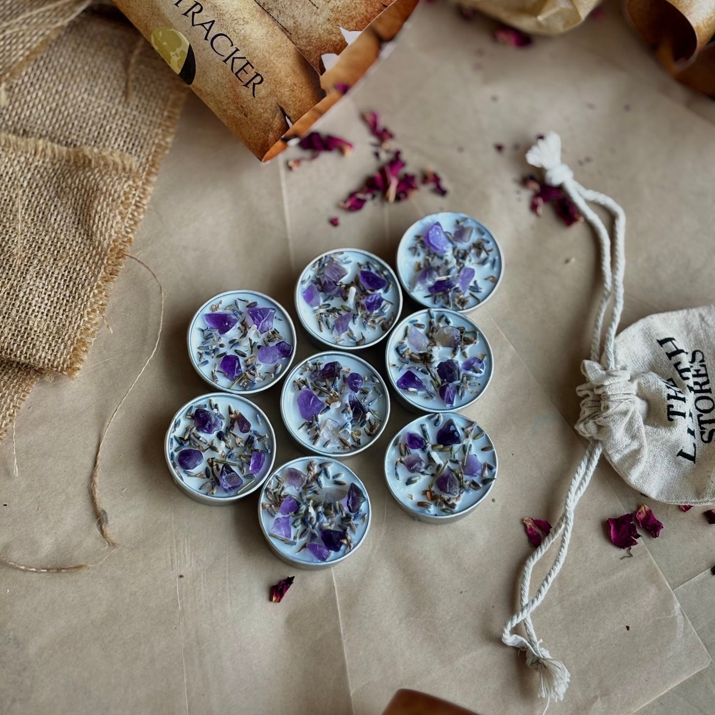 Lavender & Amethyst Soy Tealight Candle