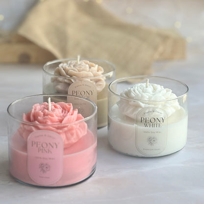 Peony Scented Soy Candle | Set of 3