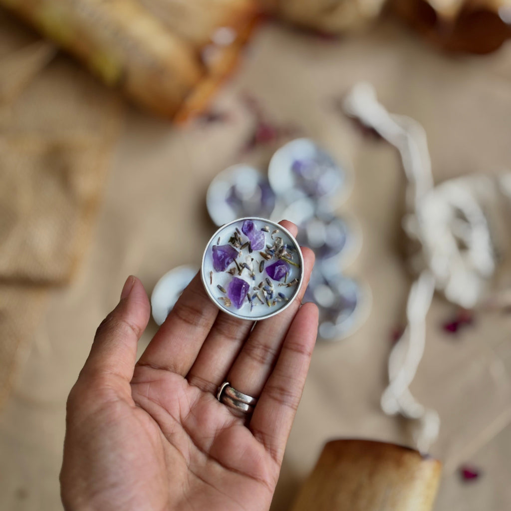 Lavender & Amethyst Soy Tealight Candle