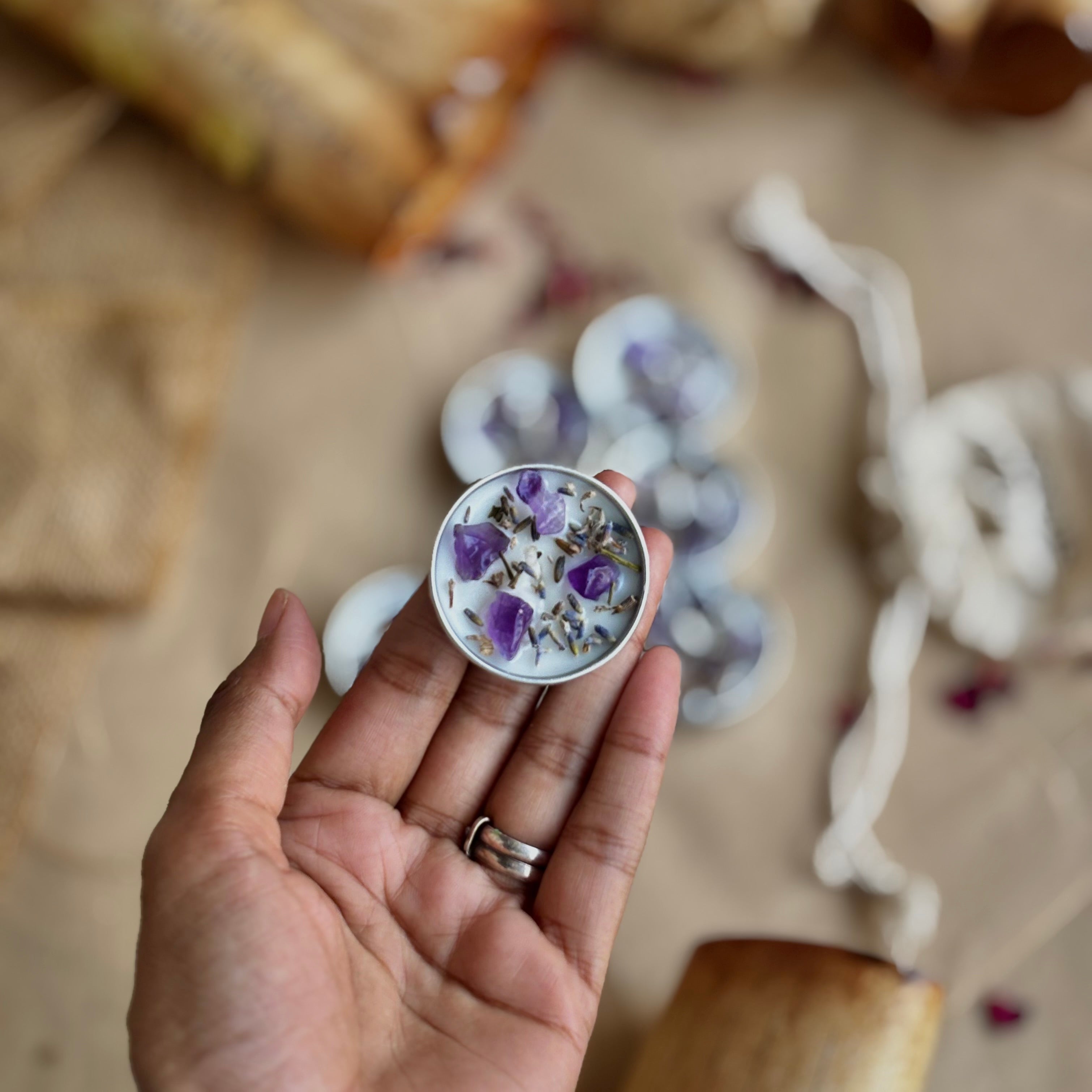 Lavender & Amethyst Soy Tealight Candle