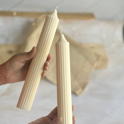 White Long Textured Taper Candle | Pack of 2 | 10 Inches