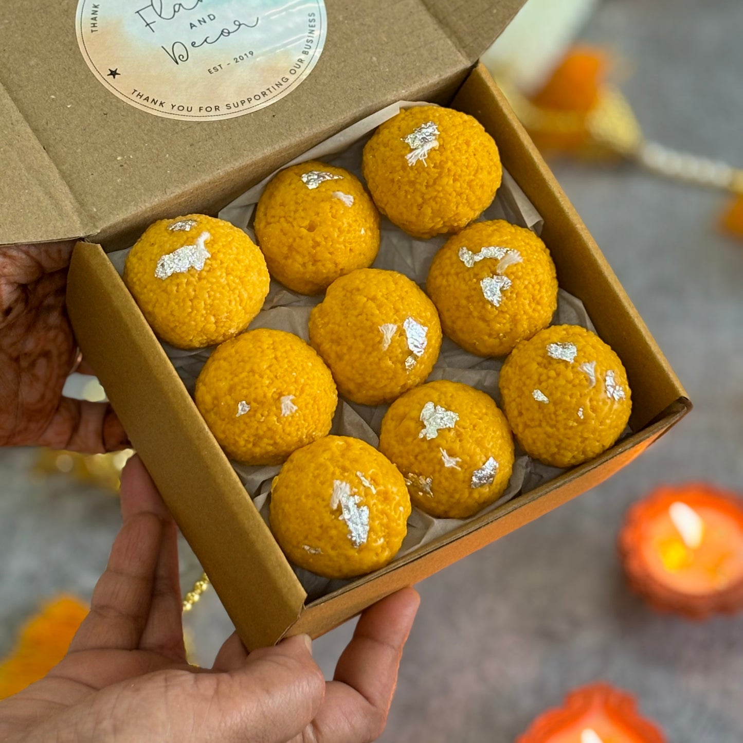 Laddu Scented Soy Candle - Pack of 9