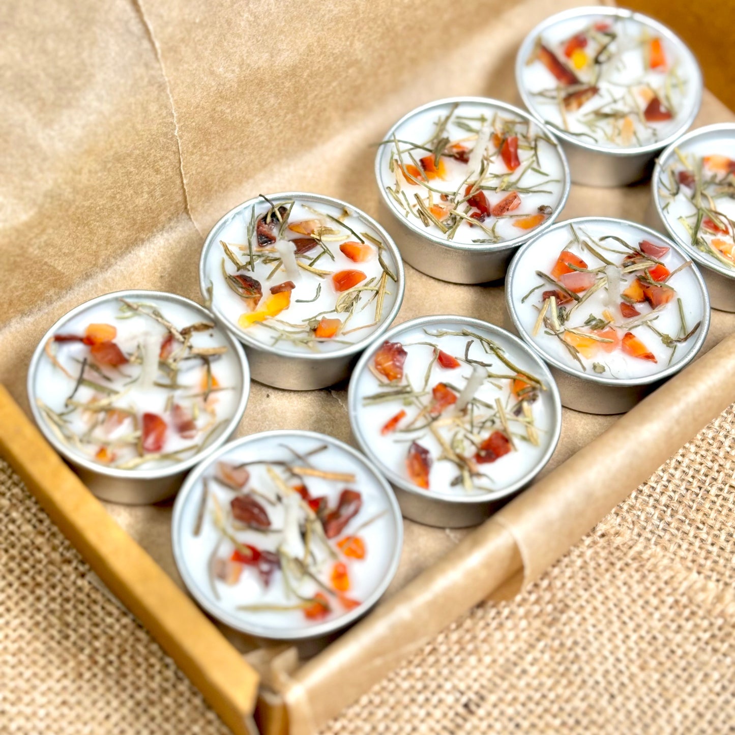 Rosemary & Orange Carnelian Soy Tealight Candle