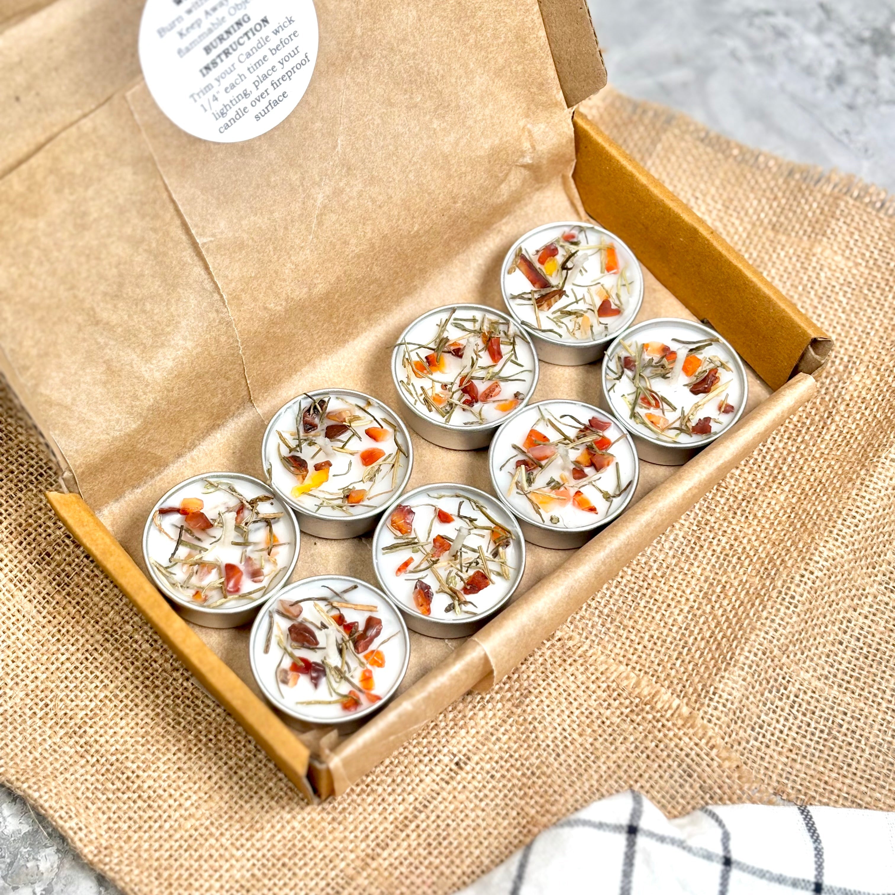 Rosemary & Orange Carnelian Soy Tealight Candle