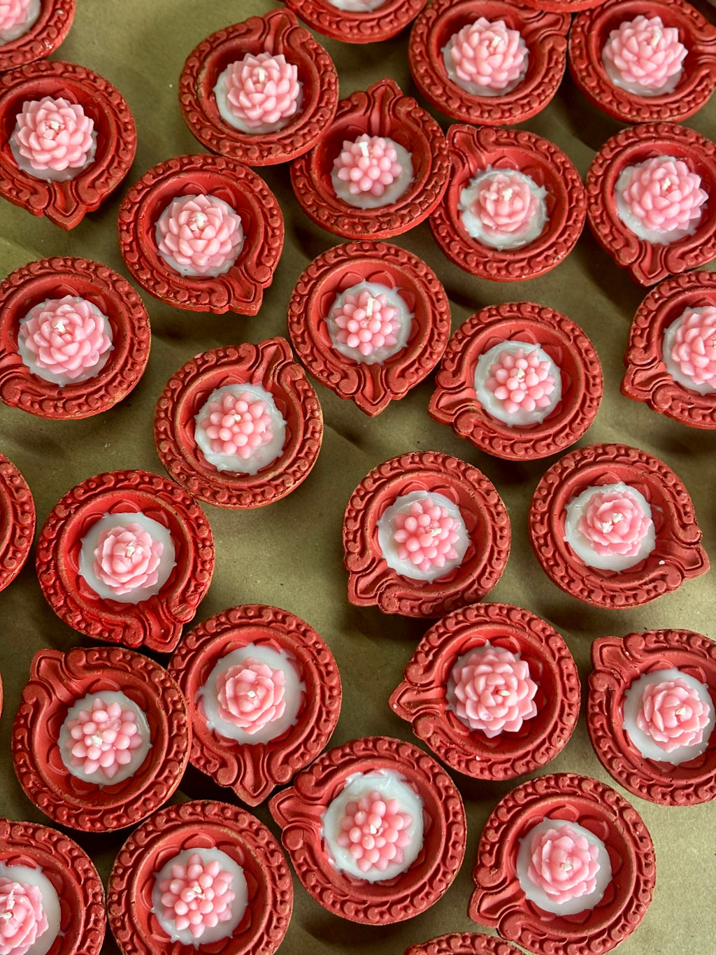 Floral Earthen Diya Scented Candles – Set of 5