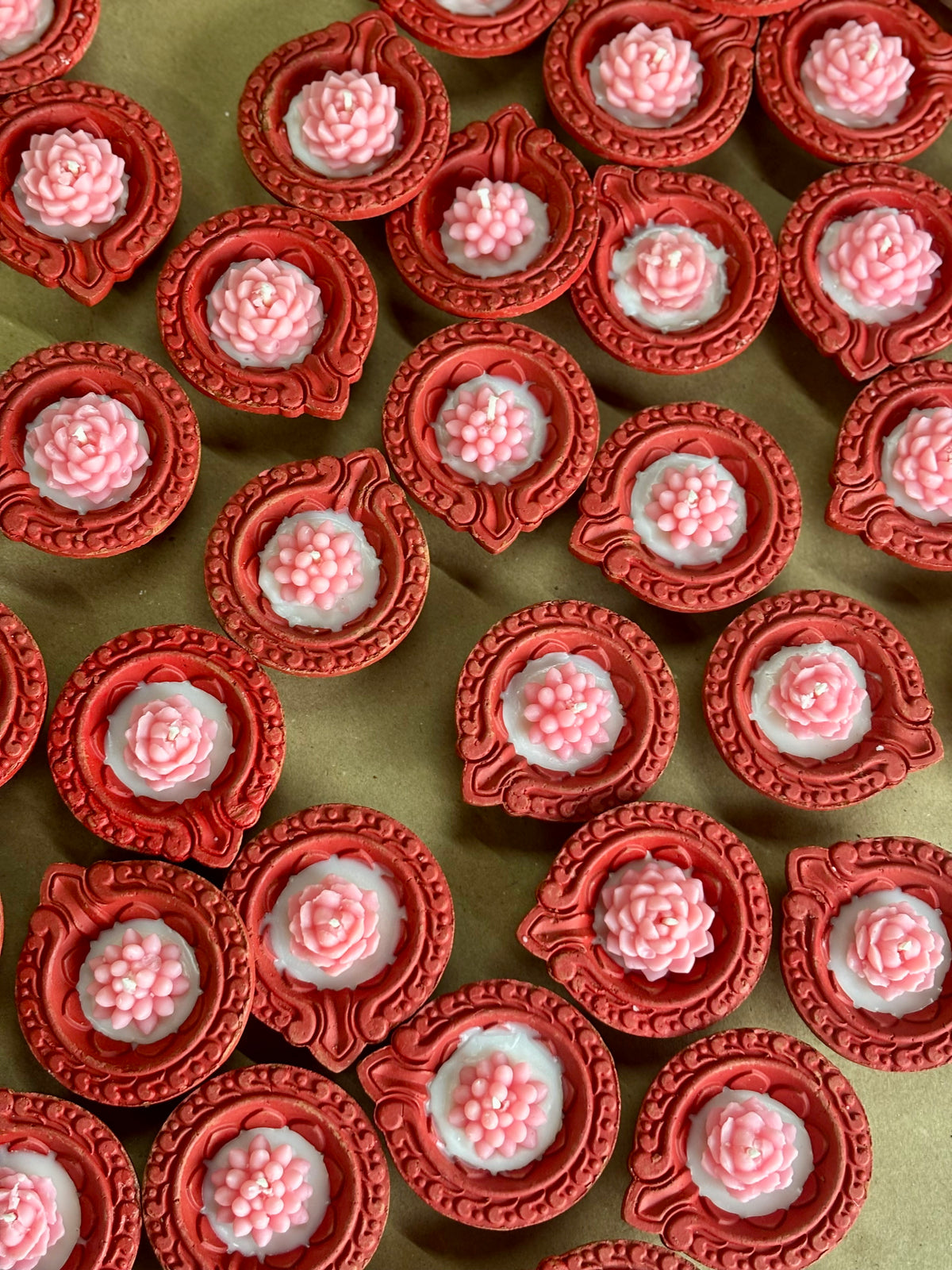 Floral Earthen Diya Scented Candles – Set of 5
