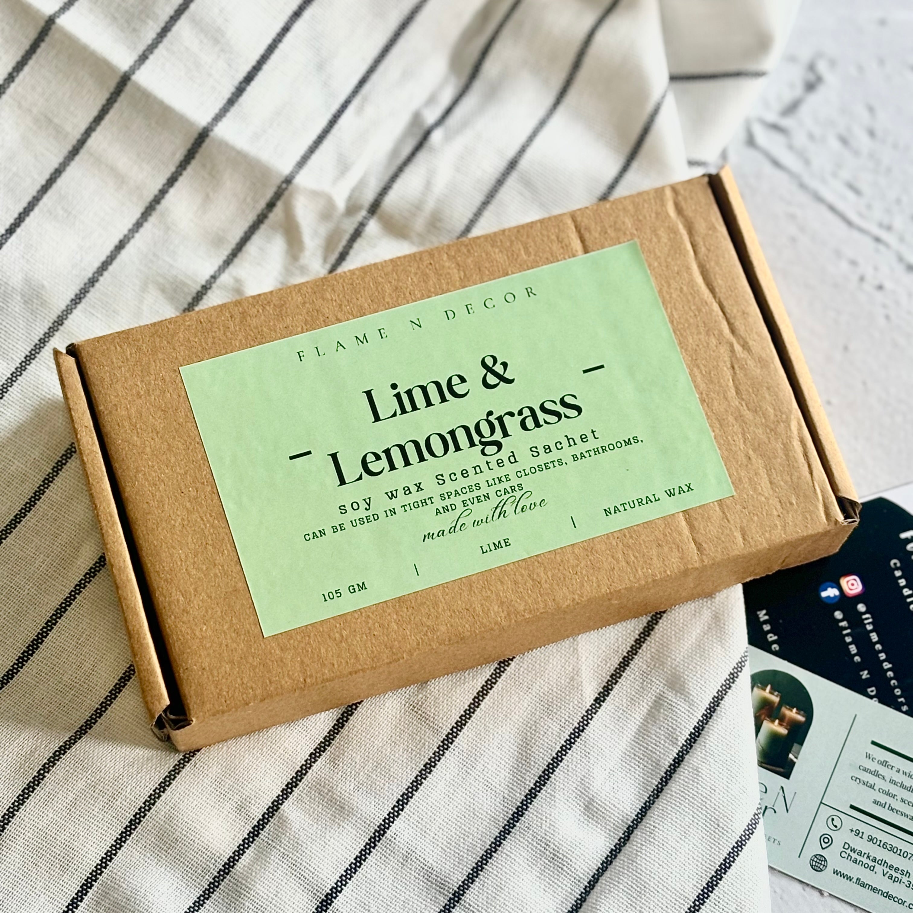 Oval Lime & Lemongrass Scented Soy Wax Sachet | Pack of 3