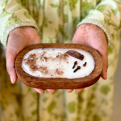 Pumpkin Spice Wooden Bowl Soy Candle