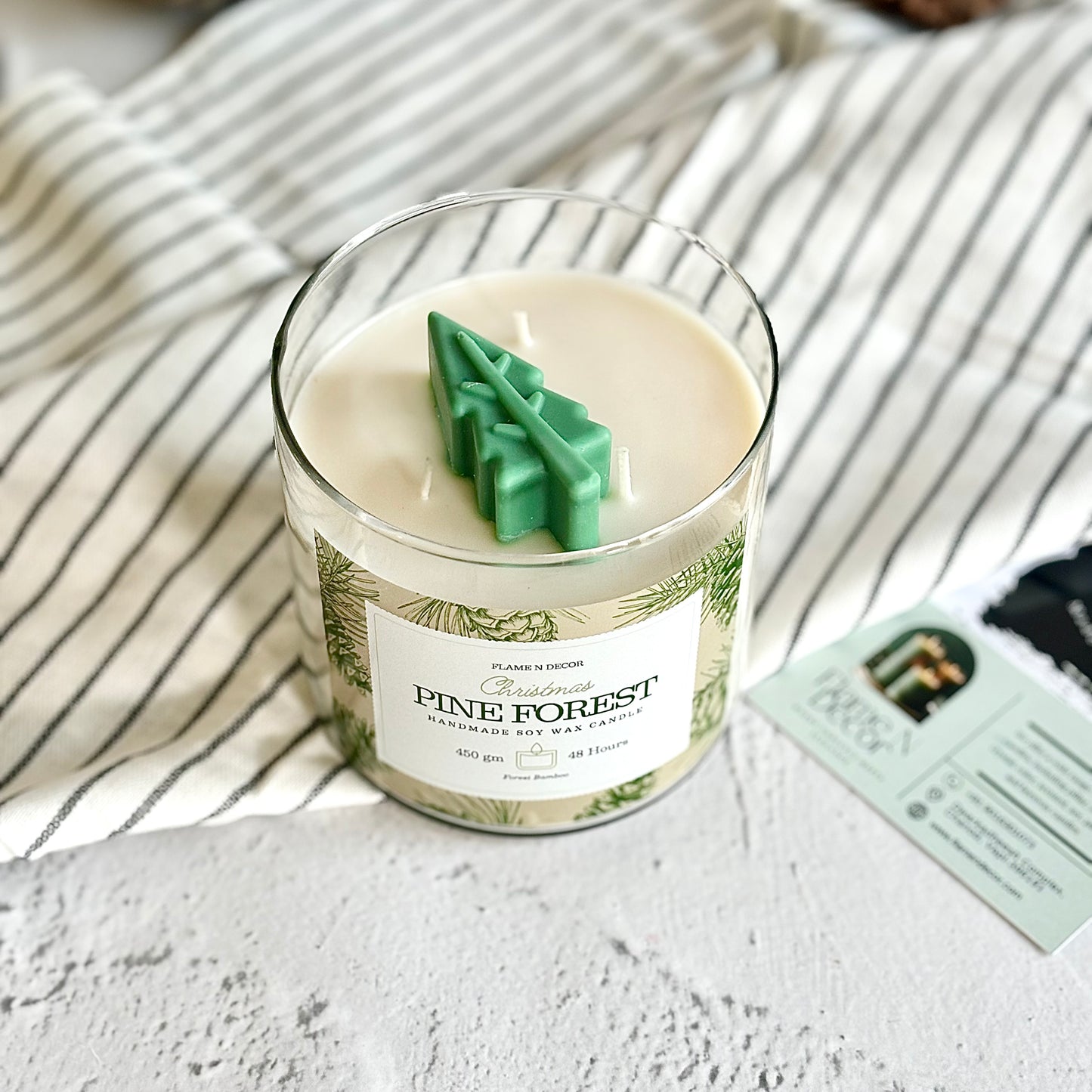 Pine Forest 3 wick Soy Candle with Golden Lid