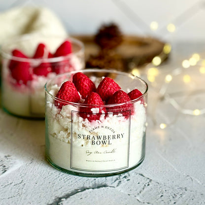 Strawberry Bowl Soy Scented Candle | Desert Candle