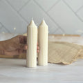 White Medium Textured Taper Scented Soy Candle | Pack of 2