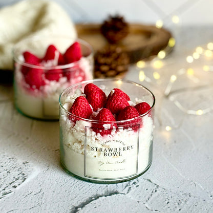 Strawberry Bowl Soy Scented Candle | Desert Candle