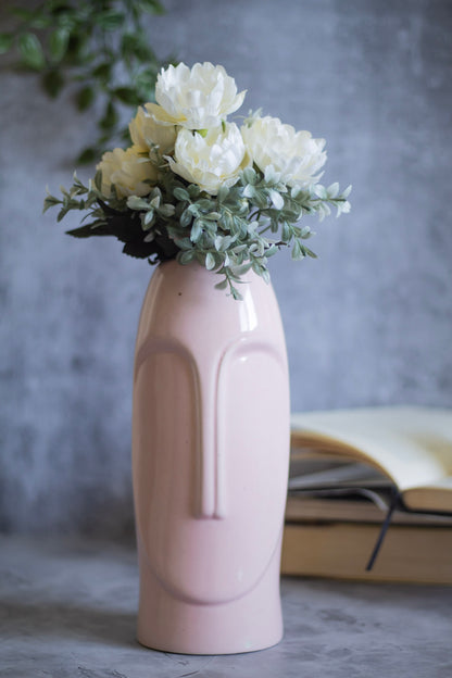 Pastel Pink Abstract Face Vase