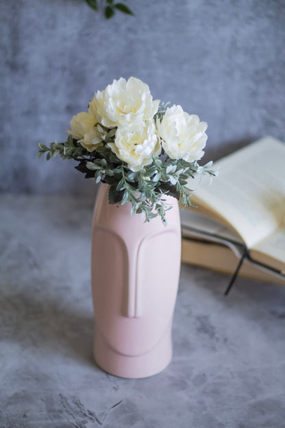 Pastel Pink Abstract Face Vase