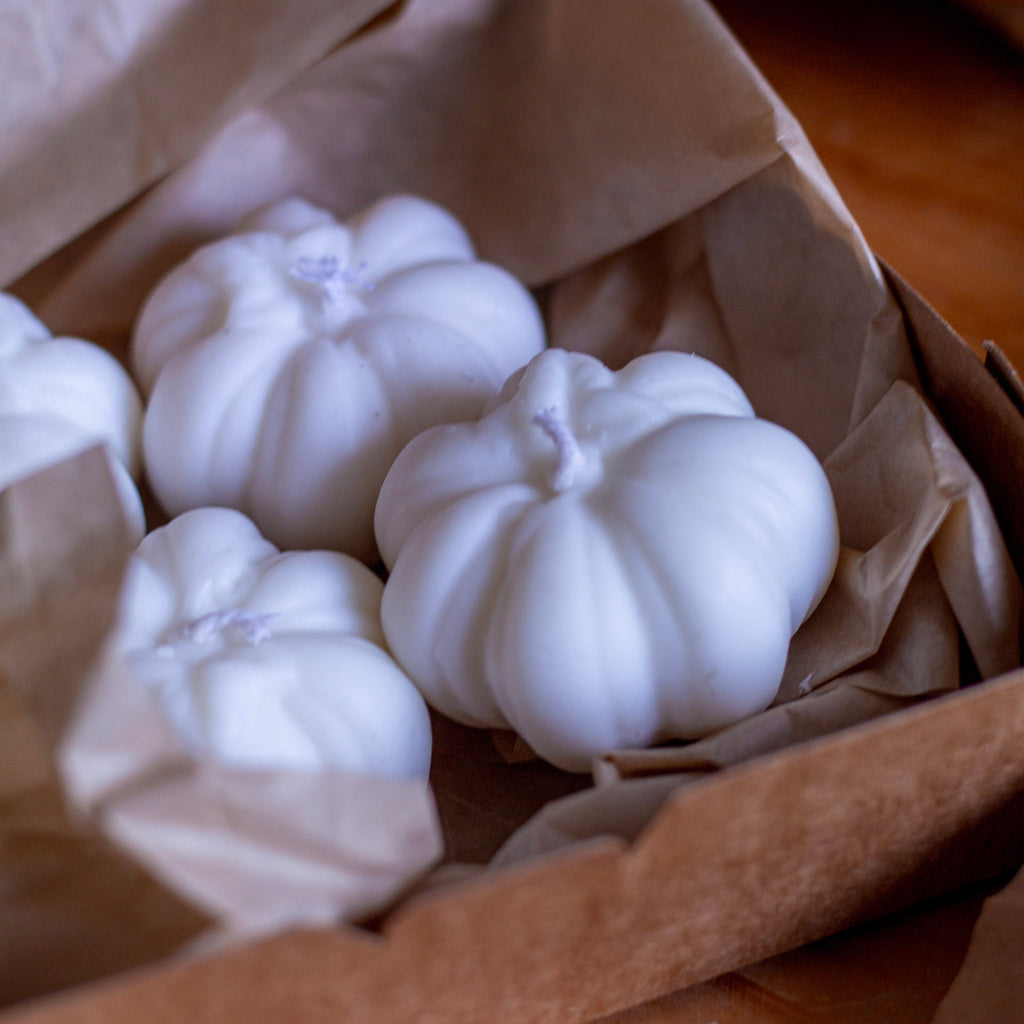 White mini Pumpkins Soy Candle | Pack of 3