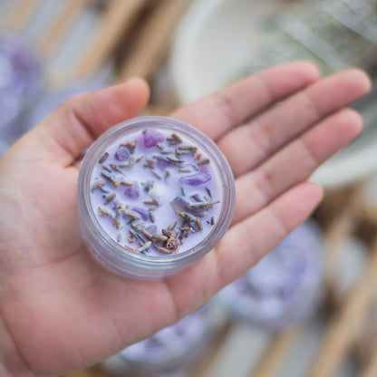 Lavender Buds + Amethyst + Lavender colour Scented Tealight Candle - Set of 8