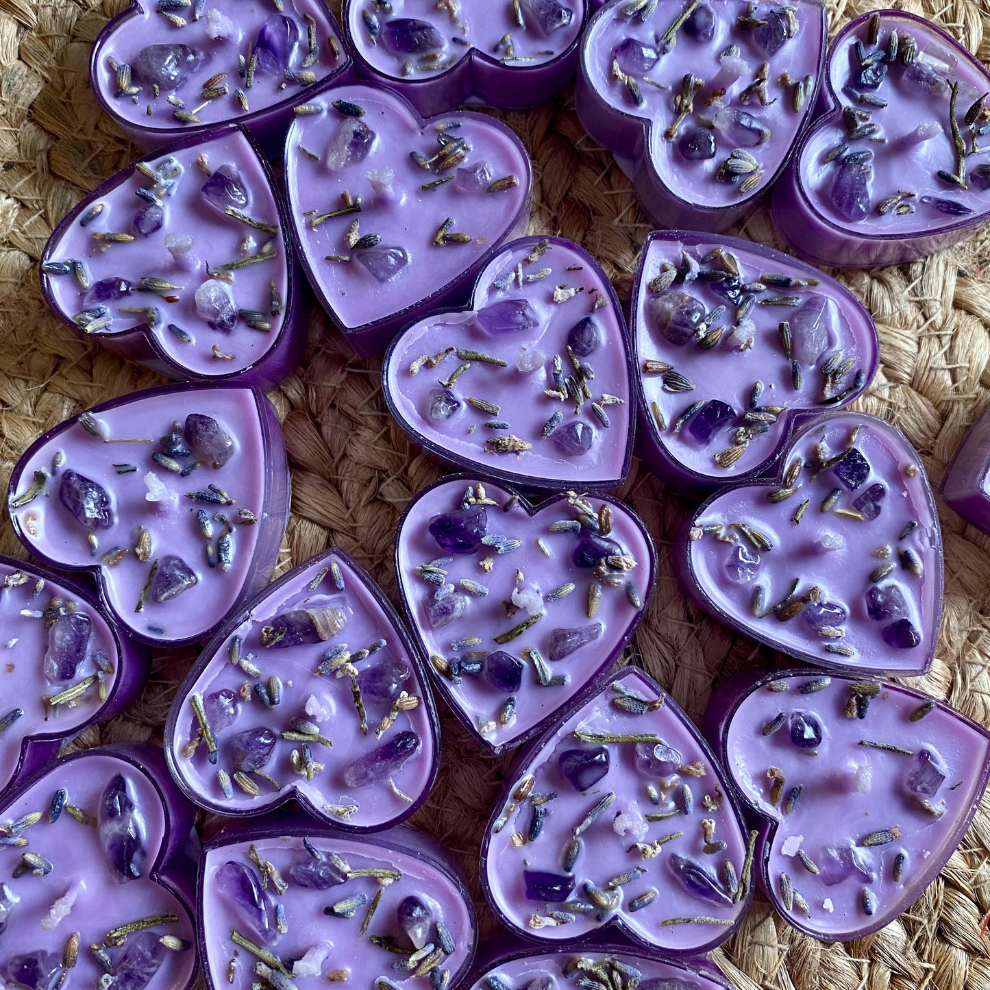 Lavender + Amethyst Heart Tealight | Set of 8