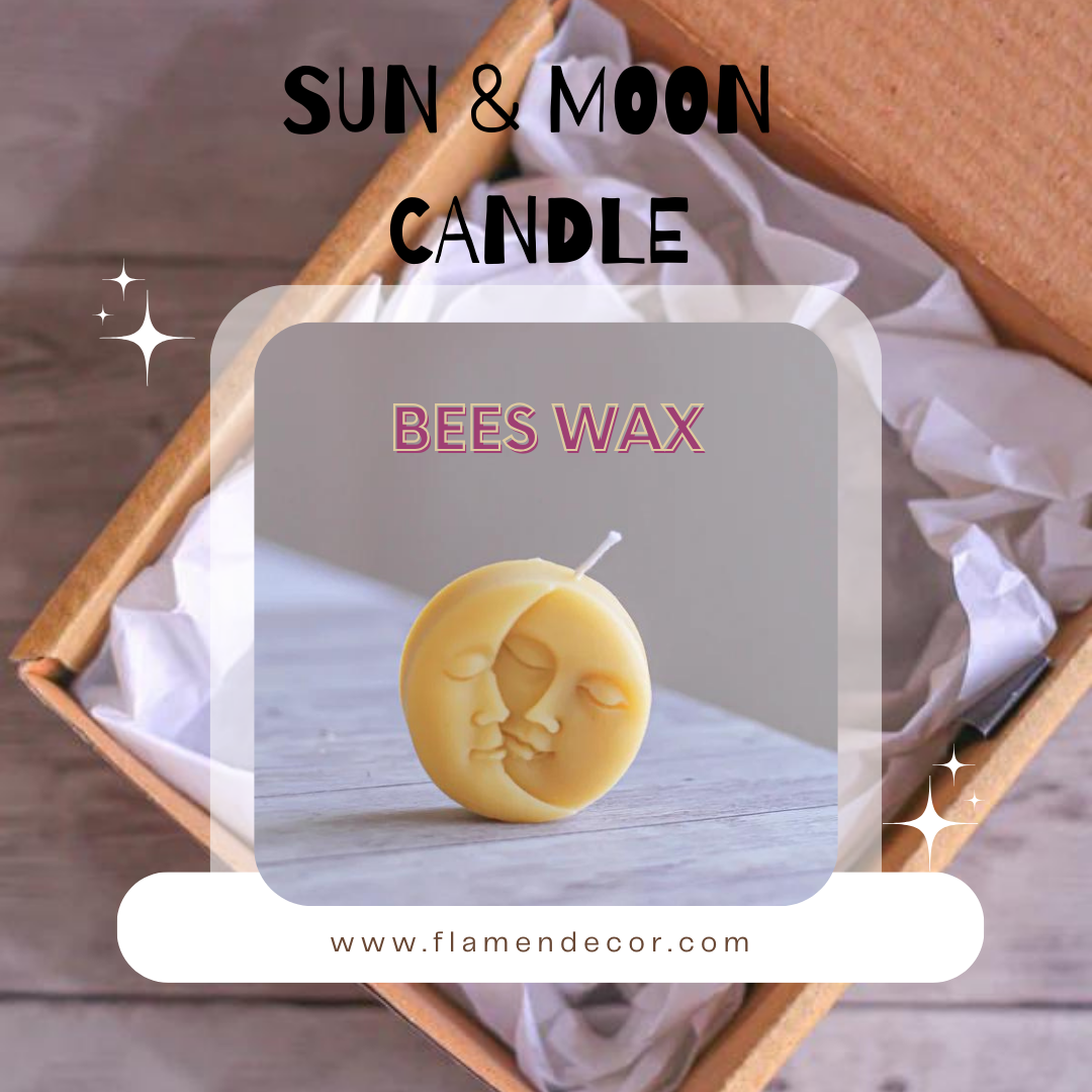 Sun & Moon Round Bees wax Candle set of 2