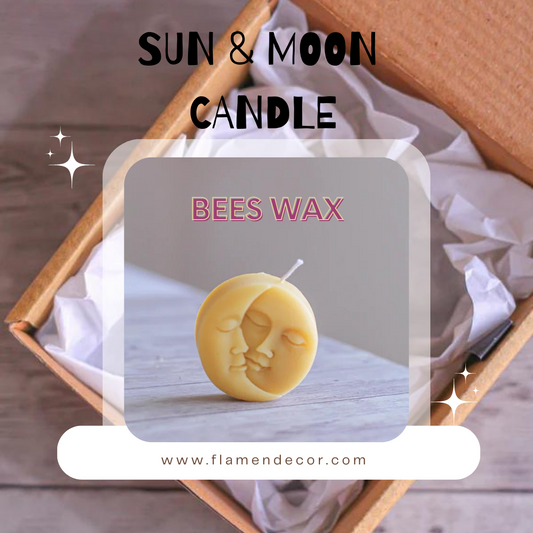 Sun & Moon Round Bees wax Candle set of 2