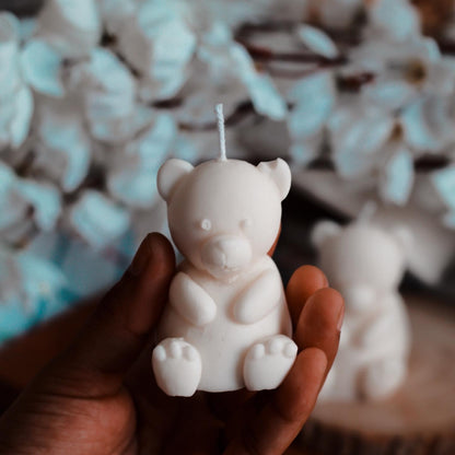 White Teddy Candle | Set of 2