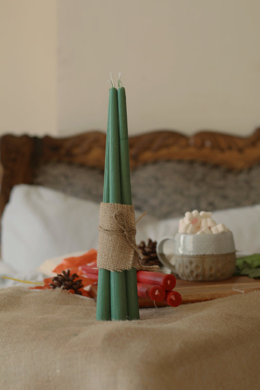 Green Taper Candle | Set of 5