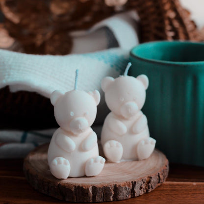 White Teddy Candle | Set of 2