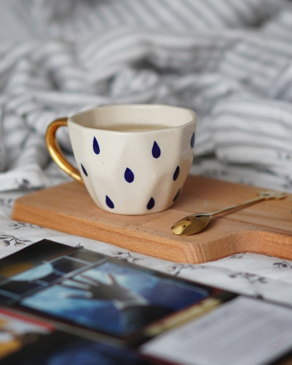 Handmade Teardrop Print Mug with Real Gold