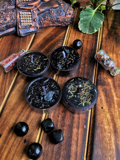 Black Scented Tea Light Candles + Thyme and Black Tourmaline - Set of 8