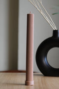 Long Textured Taper Candle Set of 2 | Brown - 12 Inches