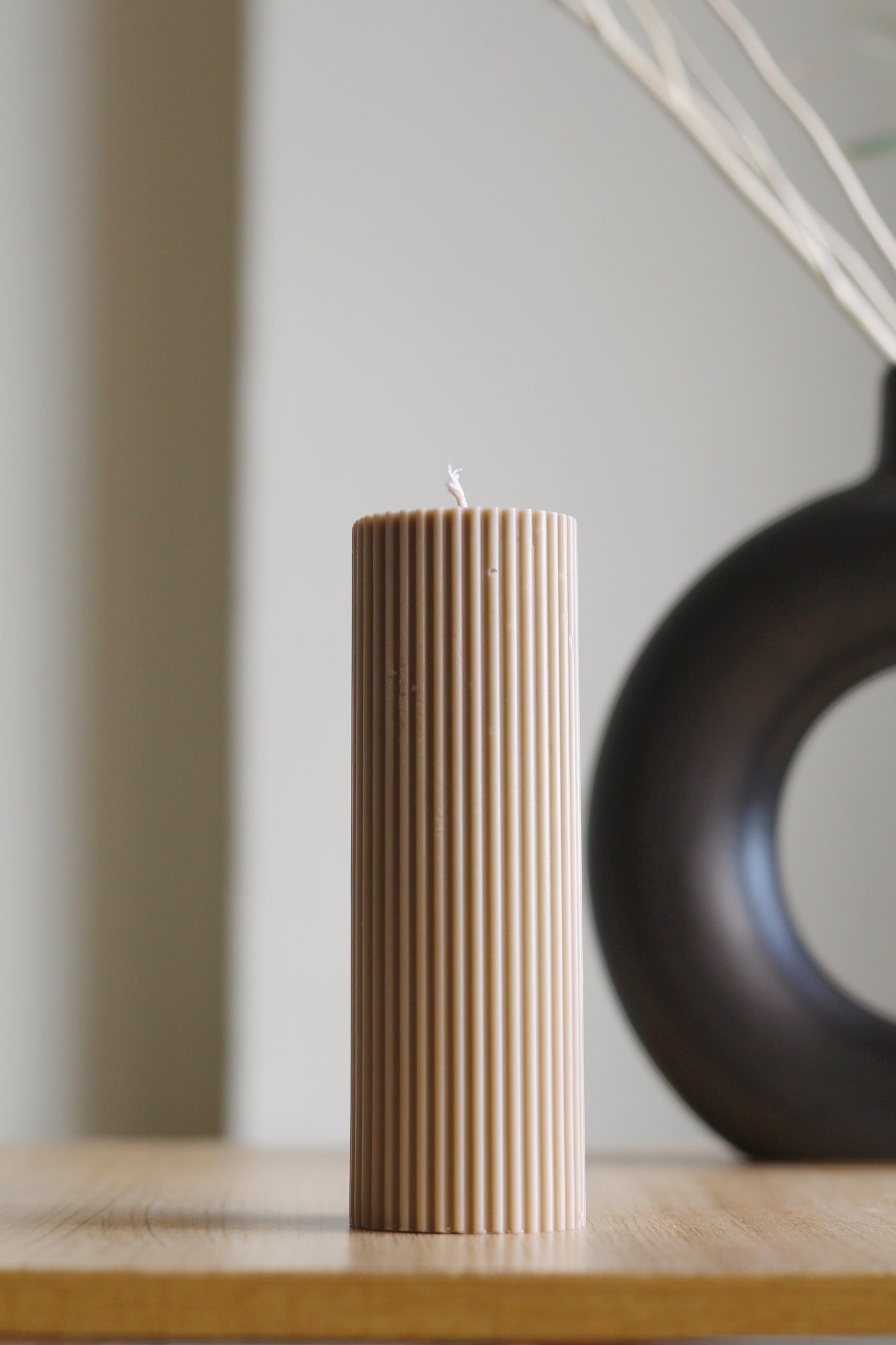 Textured Beige Pillar Candle