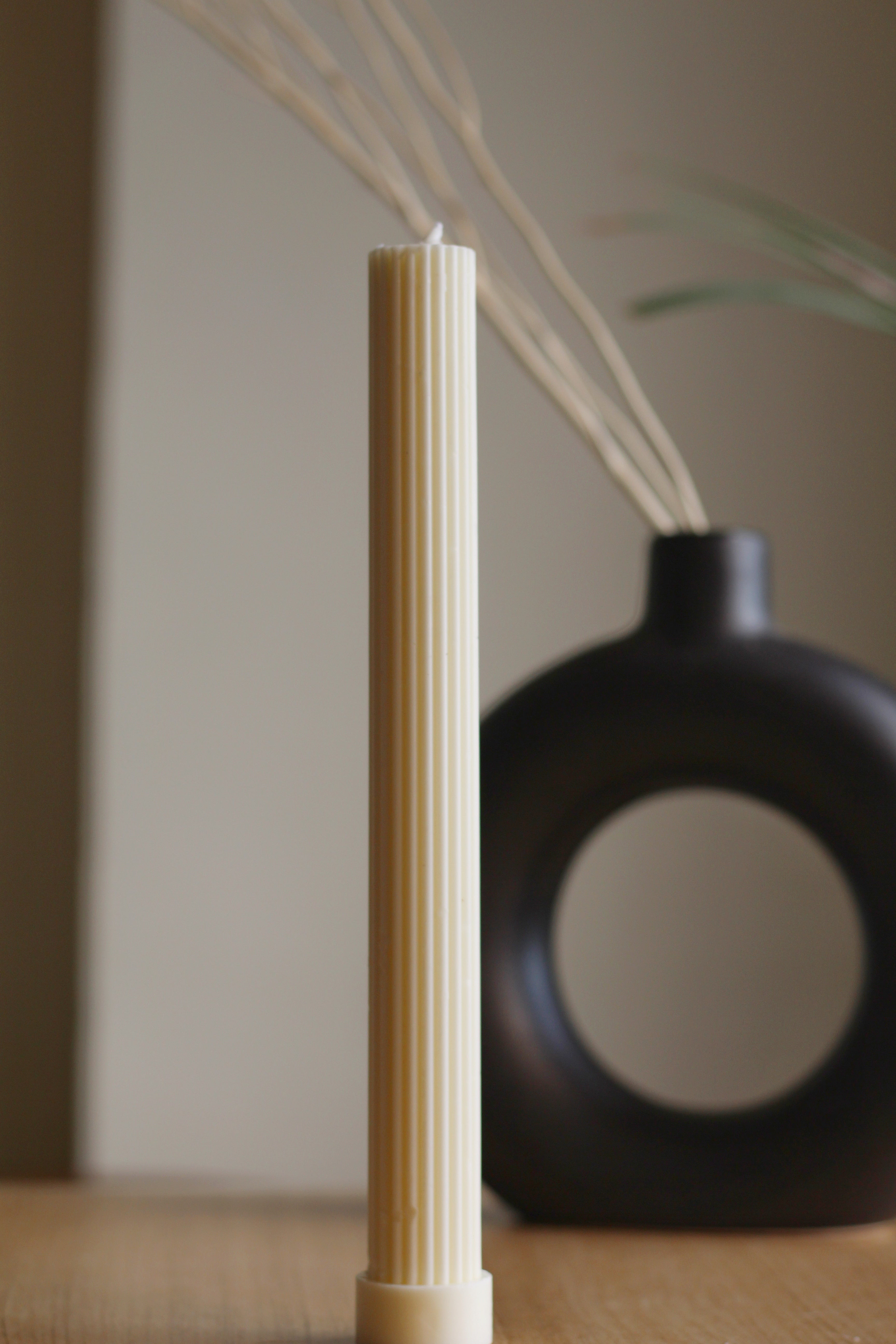 White Long Textured Taper Soy Candle | 12 Inches | Pack of 2