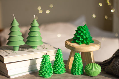 Green Christmas Tree Candle Combo  |  Set of 7 Candles