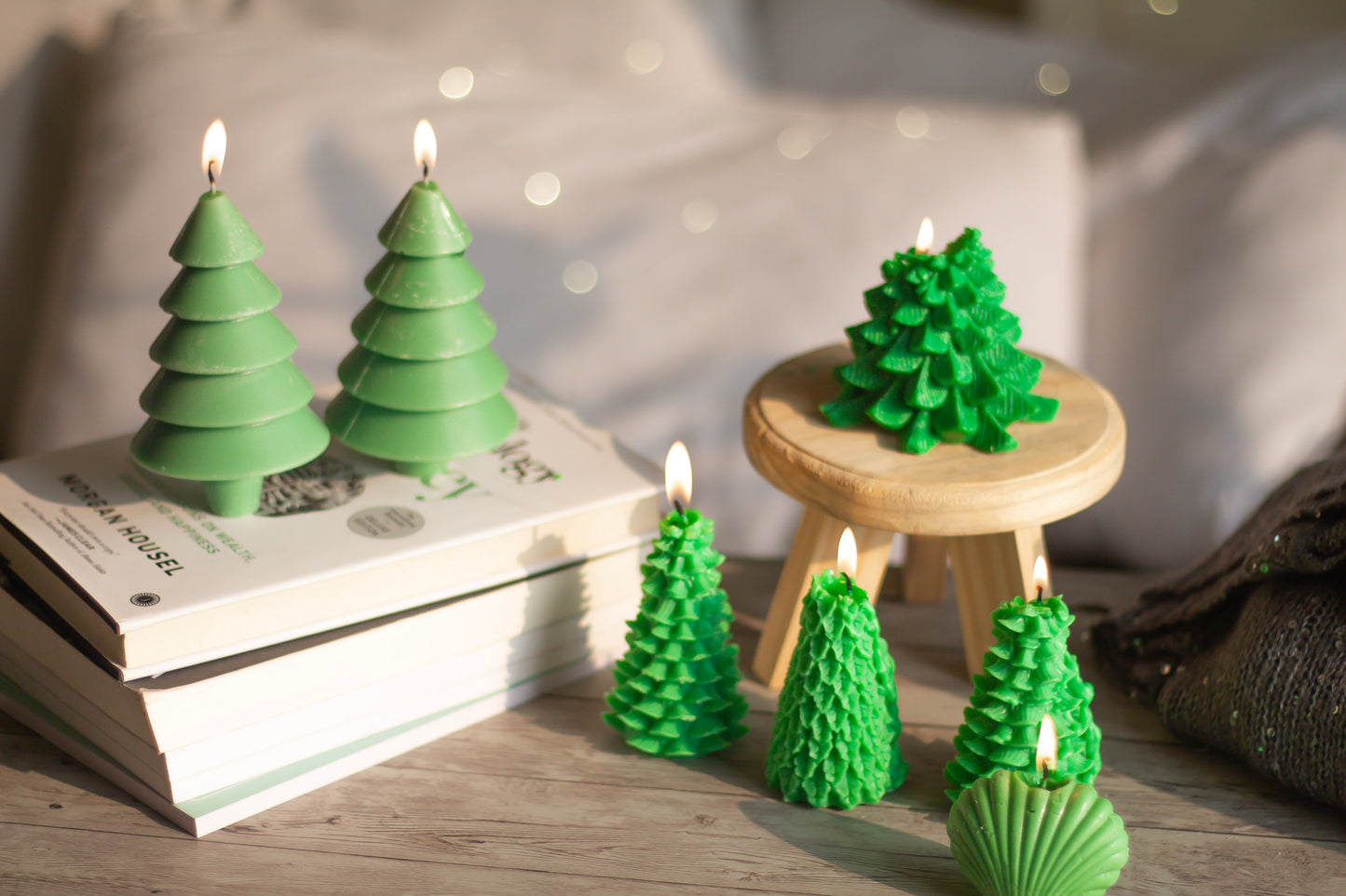 Green Christmas Tree Candle Combo  |  Set of 7 Candles