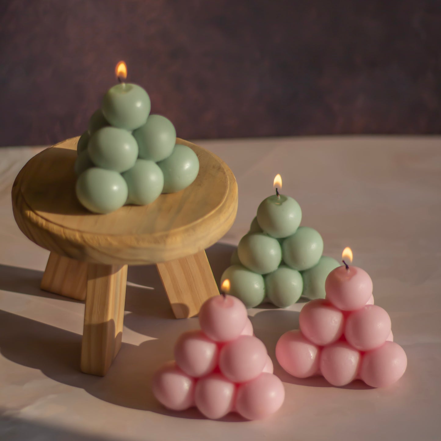 Green & Pink Bubble Pyramid | Set of 4