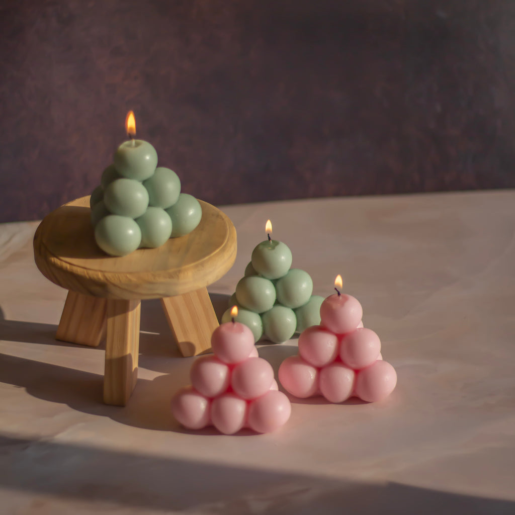 Green & Pink Bubble Pyramid | Set of 4