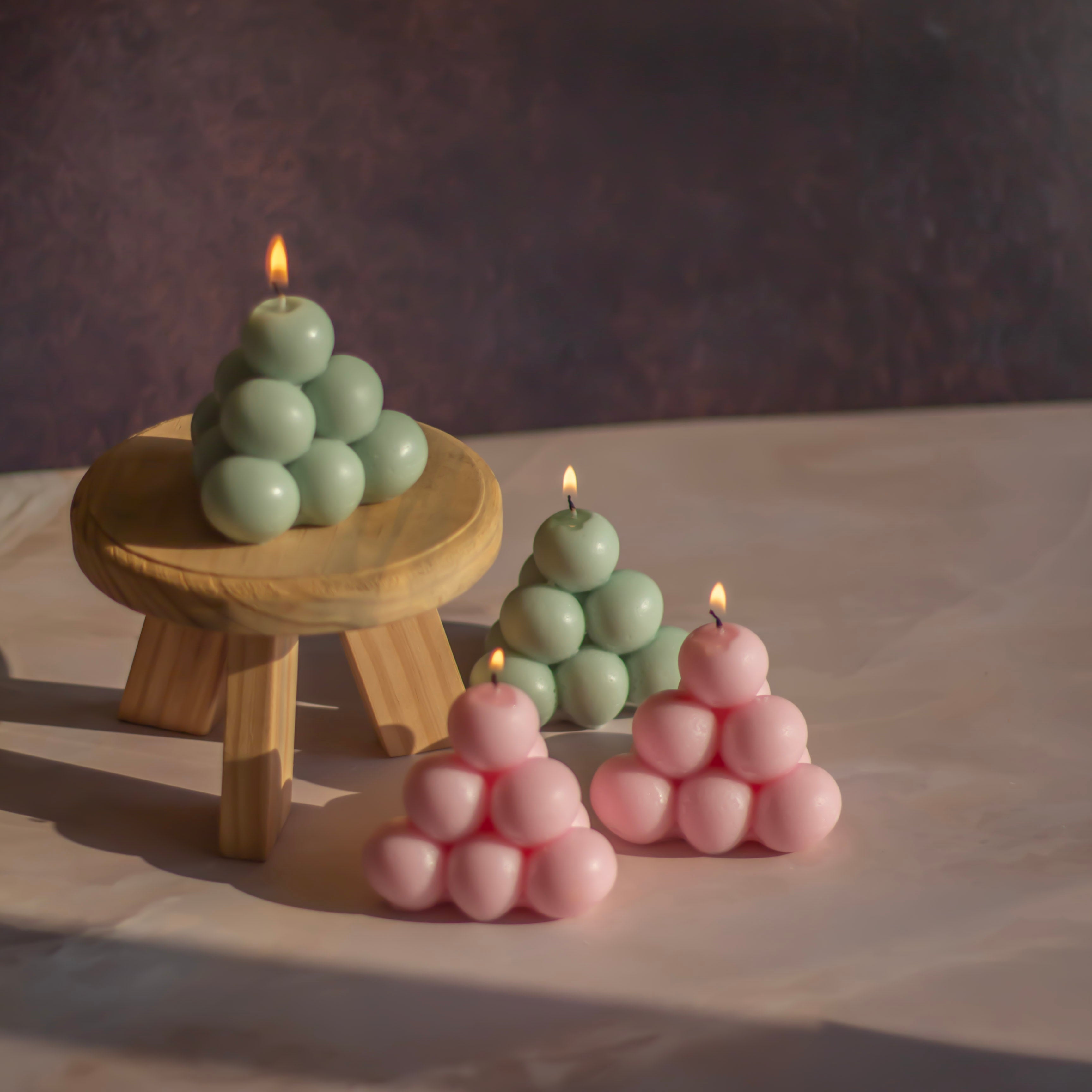 Green & Pink Bubble Pyramid | Set of 4