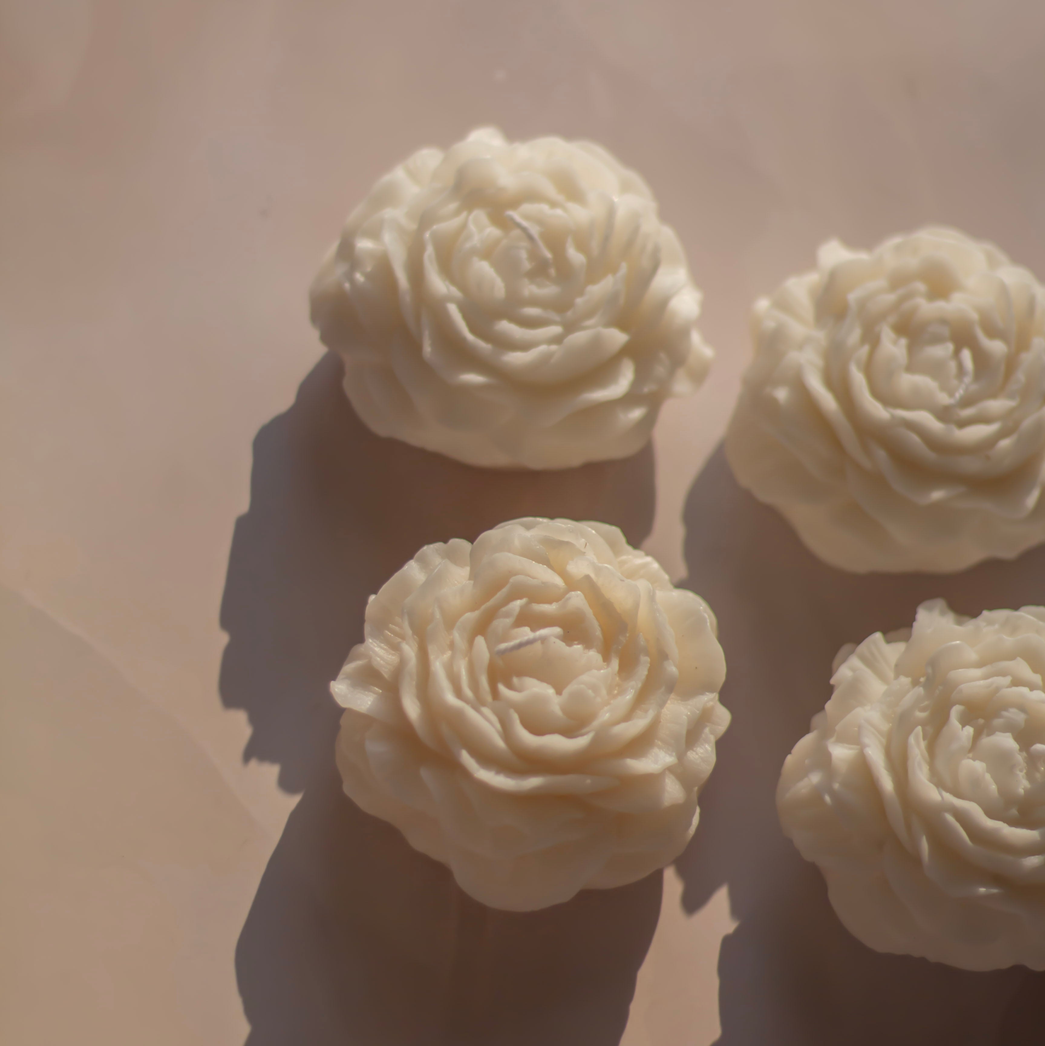 White Peony Decorative Candle | Set of 4