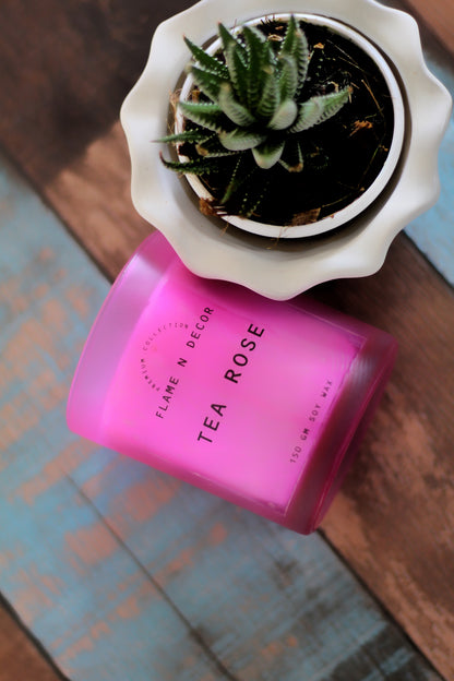 Pink Frost Glass Jar candle | Soy Candle