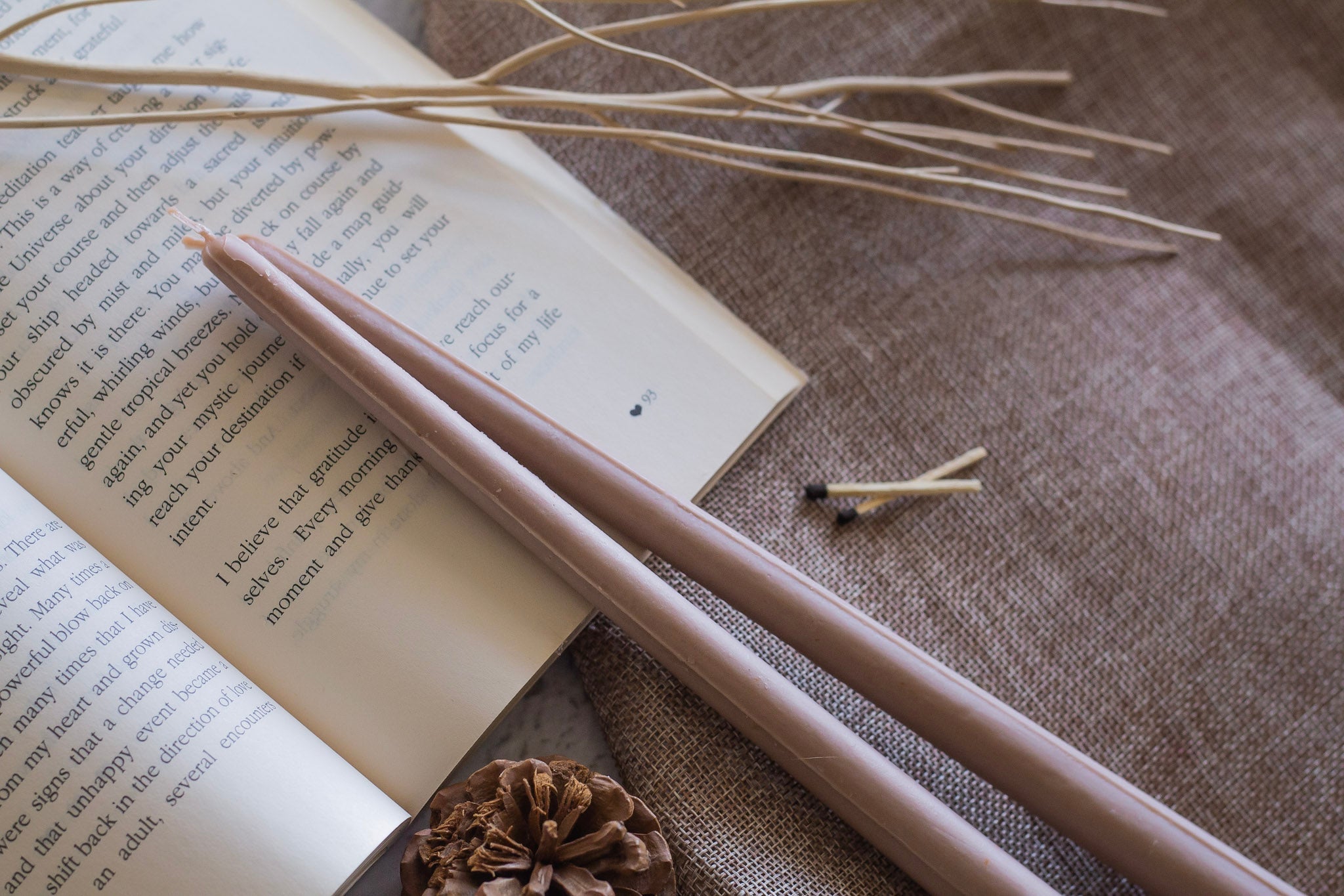 Beige Extra Long Brown Taper Soy Candle | Pack of 4 Candles