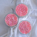 Pink Rose bouquet Soy Scented Candle with Lid set of 3 | candy jar
