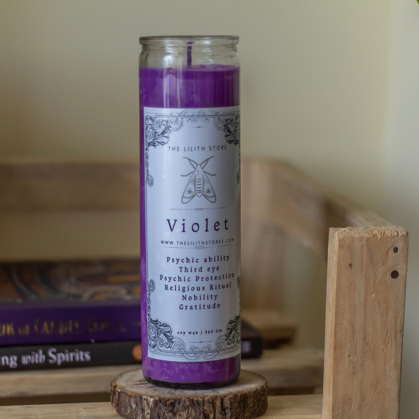Violet Tall Glass Candle | Soy Wax
