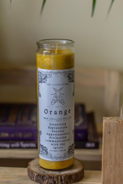 Orange Tall Glass Candle | Soy Wax