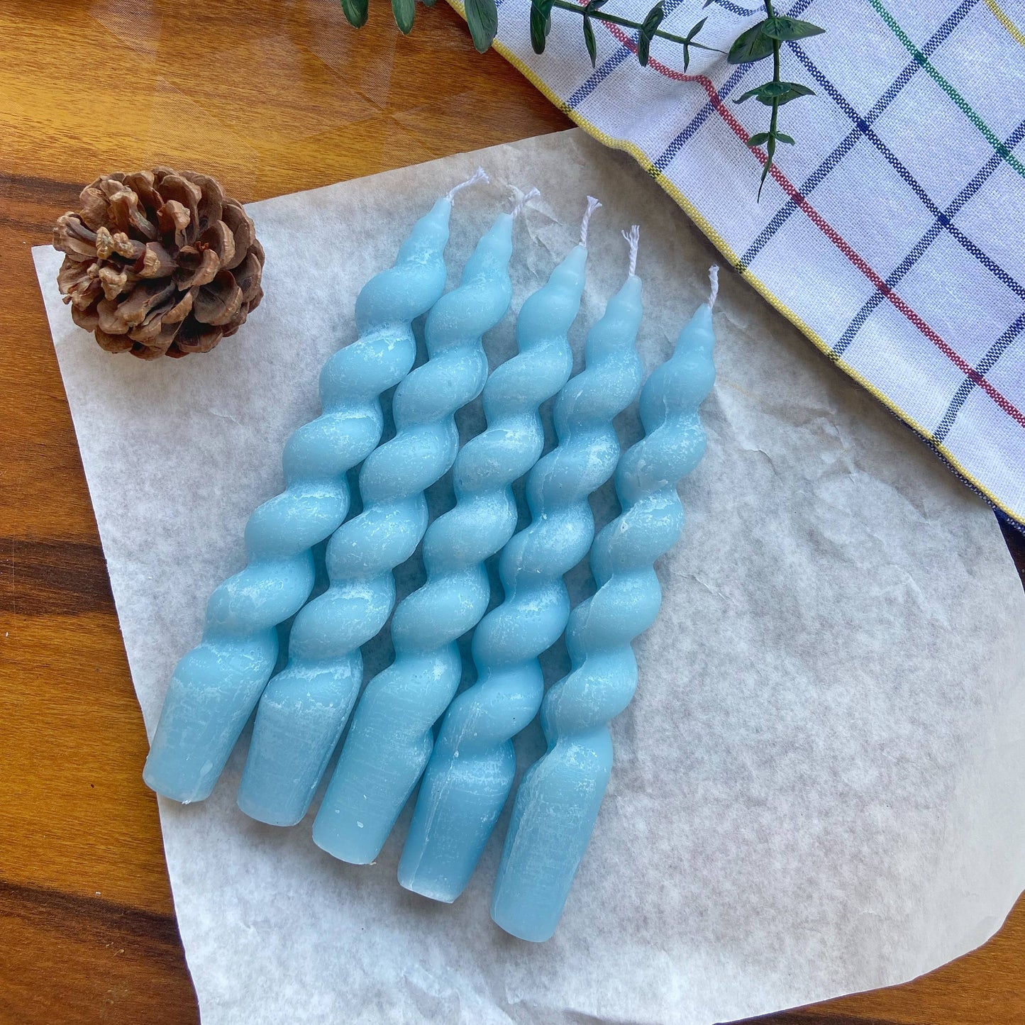 Blue Spiral Taper Candle | Set of 5