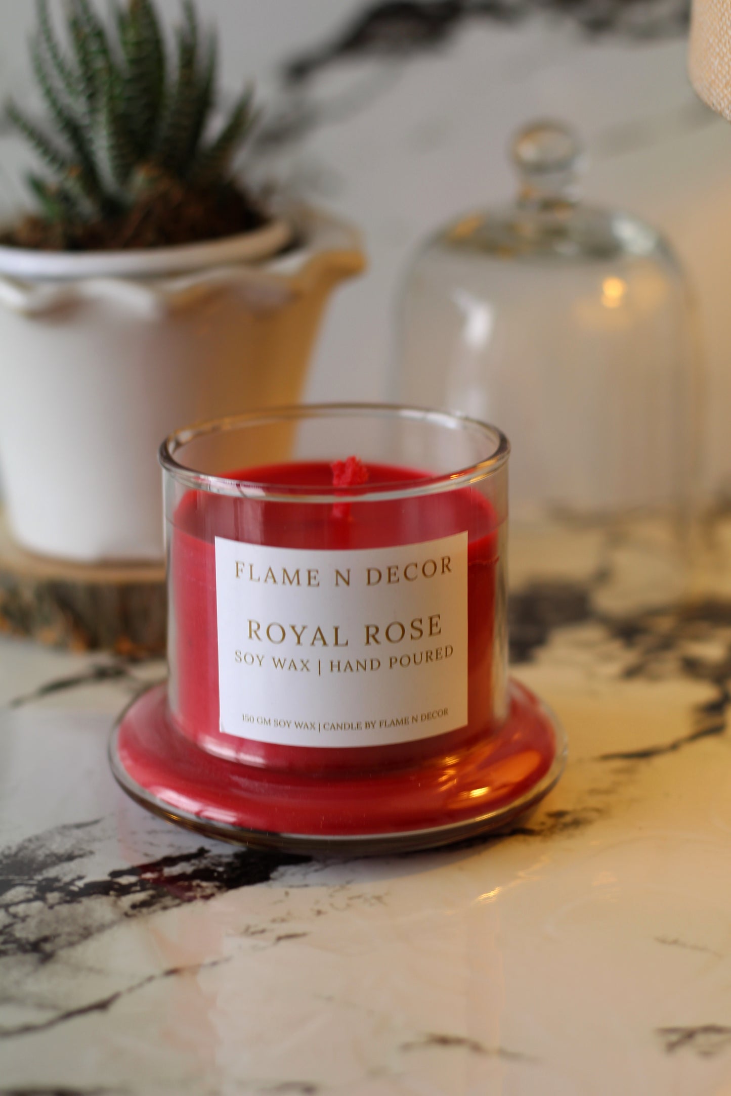 Bell Jar Candle with Glass Dome | Royal Rose
